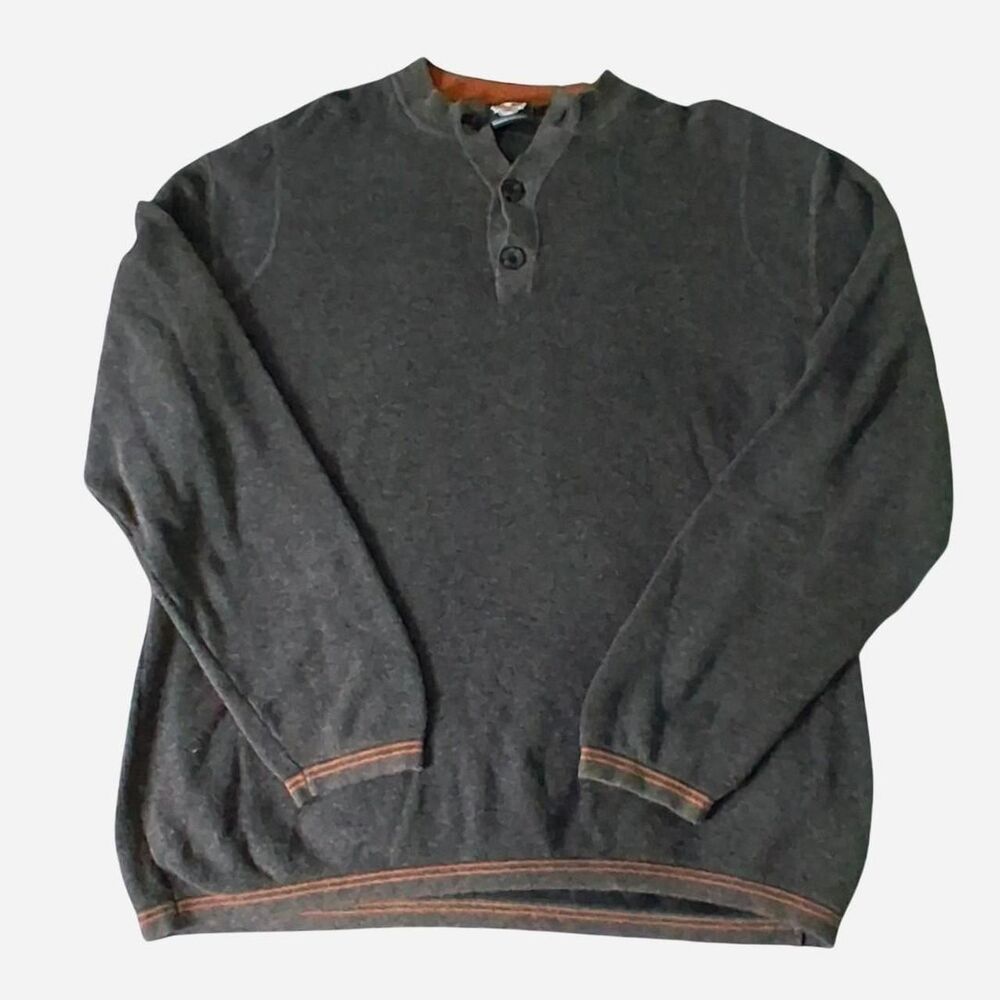 Harley-Davidson Men's Grey quarter button sweater